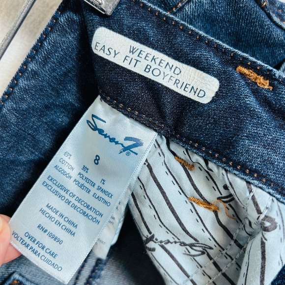 Seven7 Womens Easy Fit Boyfriend Jeans Blue Denim Frayed Hem Size 8 - Picture 9 of 14
